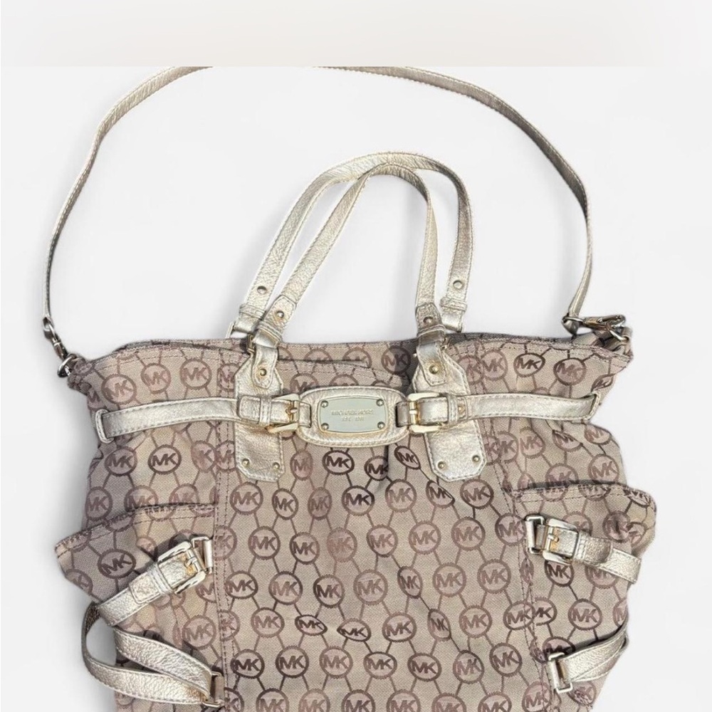 Michael Kors Canvas Gansevoort Hamilton Large Convertible Satchel Shoulder Tote👜